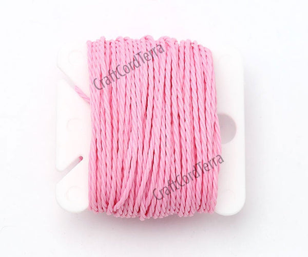  Waxed Thread Cord, Pink Polyester Thin Waxed Thread